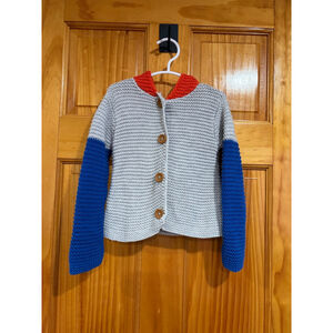 Stem Baby Colorblock Knit Cardigan 18 Months Gray Blue Red Hooded Sweater